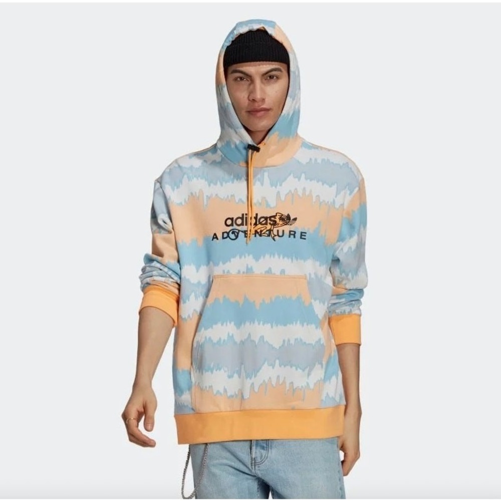 adidas Adventure Archive Hoodie Mens Medium Hazy Orange Blue Good Chameleon‎